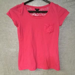 Juniors Rue 21 Pink Lacy T-Shirt